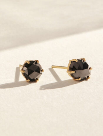 Black Diamond & Gold Mixed Shape Solitaire Earrings