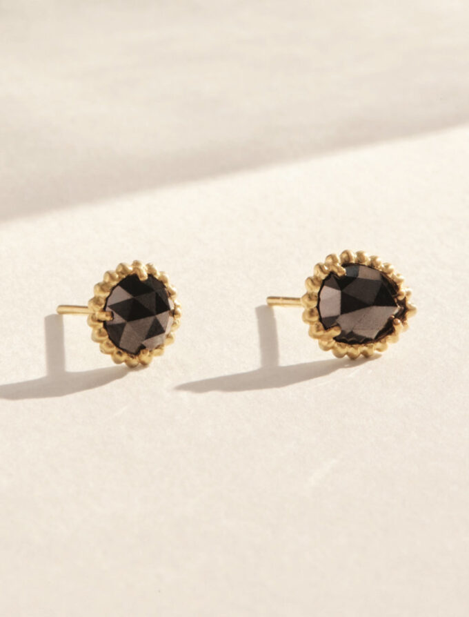 Black Diamond & Gold Mixed Shape Earrings