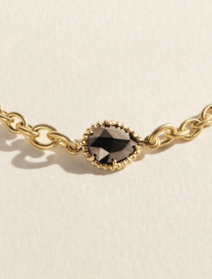 Rose Cut Black Diamond & Gold Bracelet