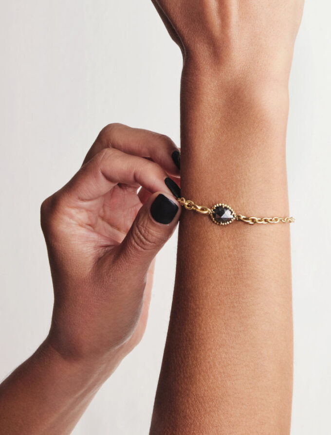 rose cut black diamond and gold bracelet